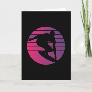 Surfer Retro Surfing Sunset Card