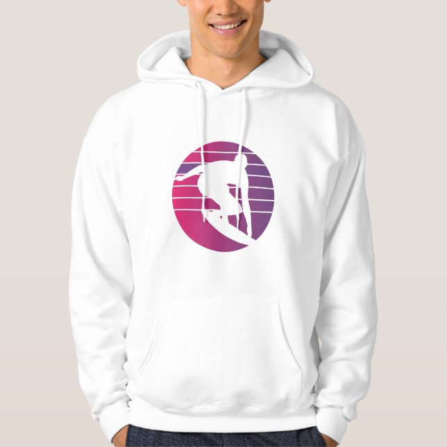 Surfer Retro Surfing Sunset Hoodie (Front)