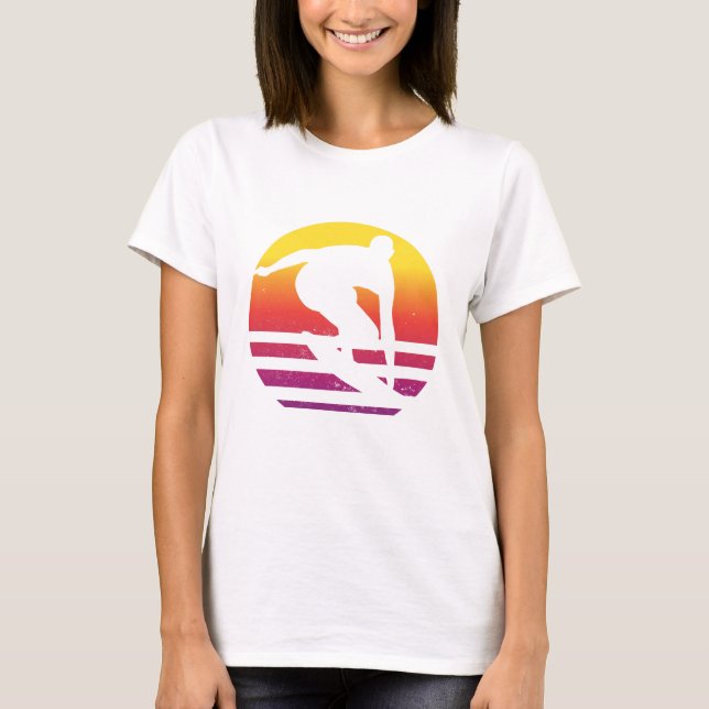 Surfer Retro Surfing Sunset T-Shirt (Front)