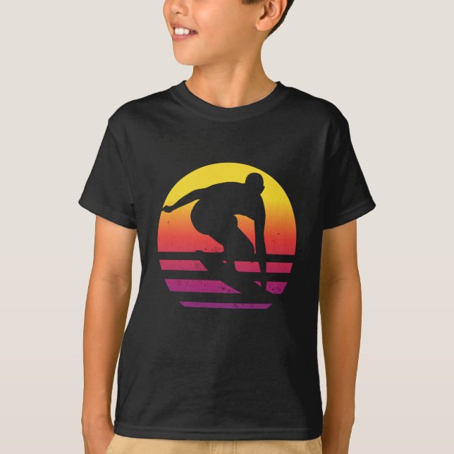 Surfer Retro Surfing Sunset T-Shirt (Front)