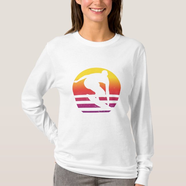 Surfer Retro Surfing Sunset T-Shirt (Front)