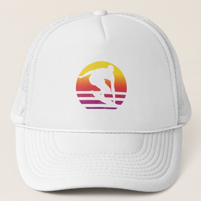 Surfer Retro Surfing Sunset Trucker Hat (Front)