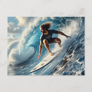Surfer Riding a Wave Postcard