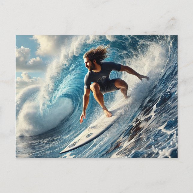 Surfer Riding a Wave Postcard (Front)