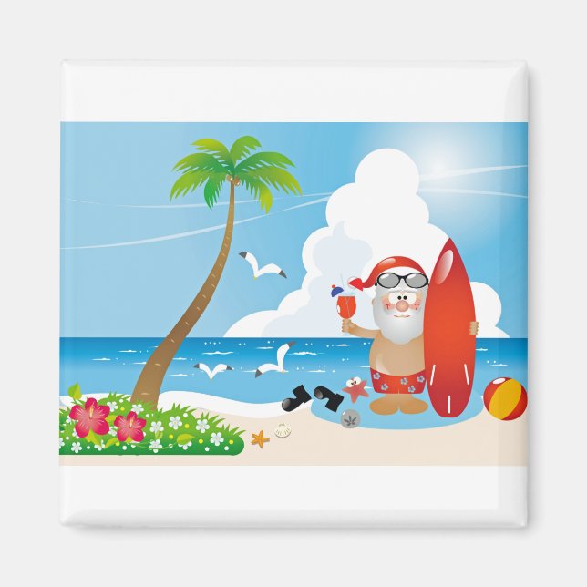surfer santa claus magnet (Front)