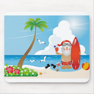 surfer santa claus mouse mat