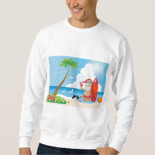 surfer santa claus sweatshirt