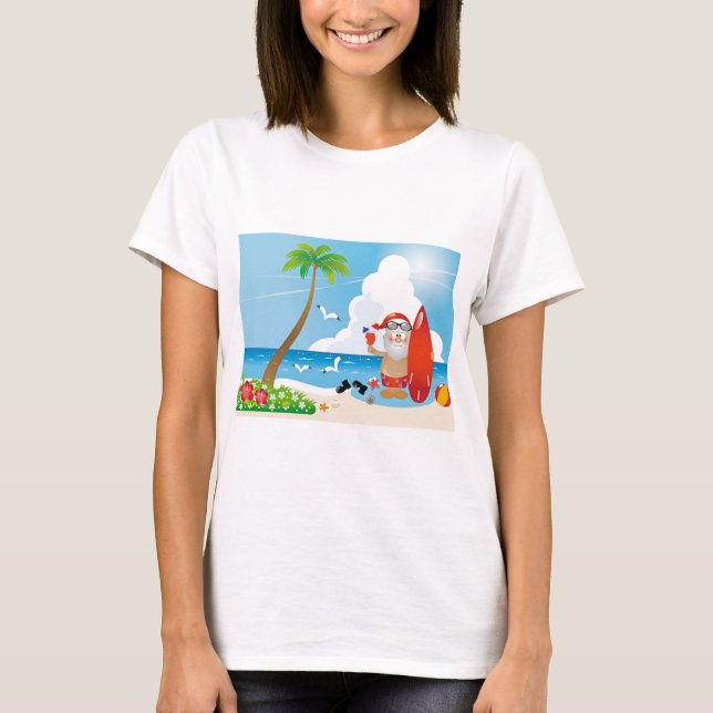 surfer santa claus T-Shirt (Front)