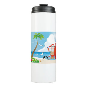 surfer santa claus thermal tumbler