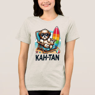 Surfer Shih Tzu T-Shirt Tri-Blend Shirt