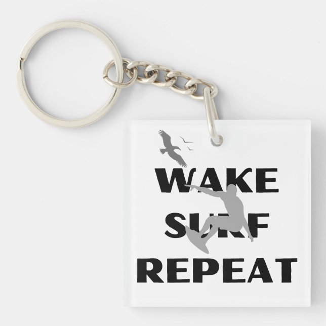Surfer Silhouette Charm Key Ring (Front)