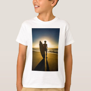 Surfer silhouette during sunrise T-Shirt