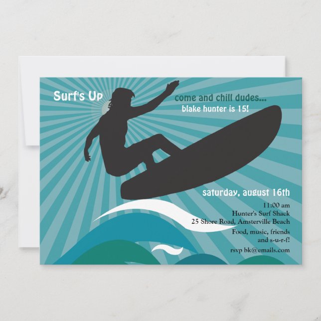Surfer Silhouette Invitation (Front)