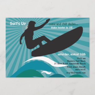 Surfer Silhouette Invitation