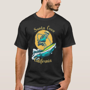 Surfer Sketeton Surfboard Santa Cruz California T-Shirt