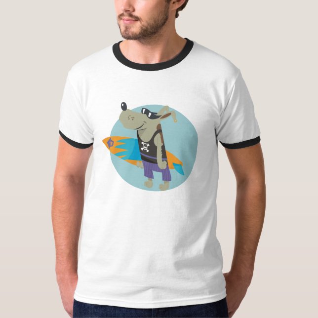surfer skull dog man T-Shirt (Front)