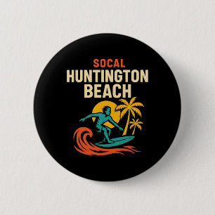 Surfer Socal Huntington Beach Vintage Mens Beach L 6 Cm Round Badge