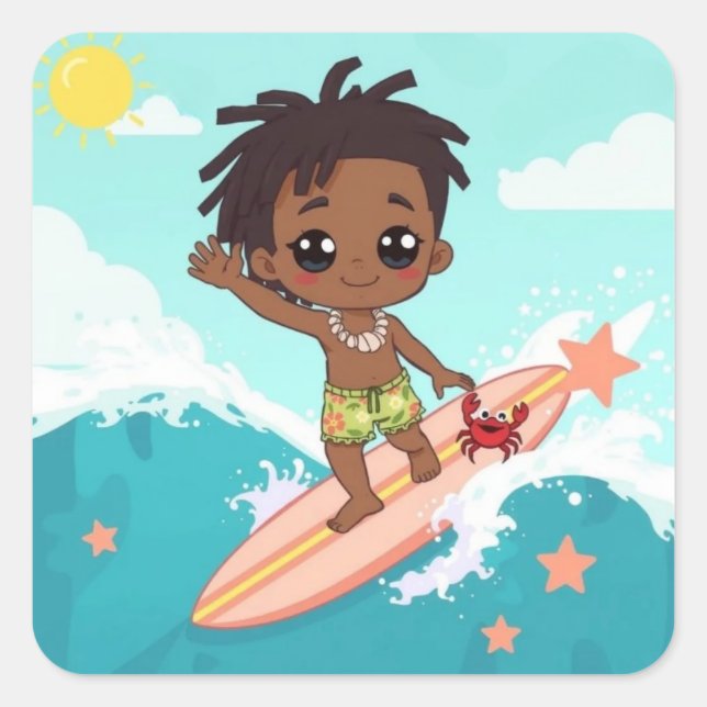 Surfer  square sticker (Front)
