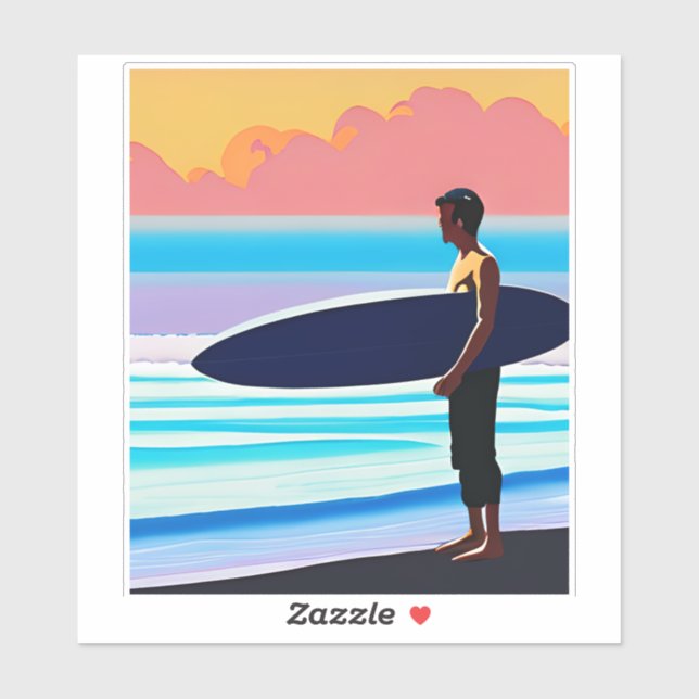 Surfer Standing on a Beach At Sunset  (Sheet)