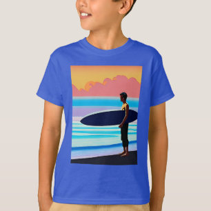 Surfer Standing on a Beach At Sunset Kid's Tee