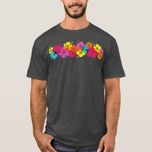 Surfer Style Vintage  Hibiscus Flower Row Beach T-Shirt