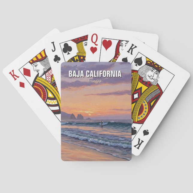 Surfer Sunset Baja California Playing Cards (Back)