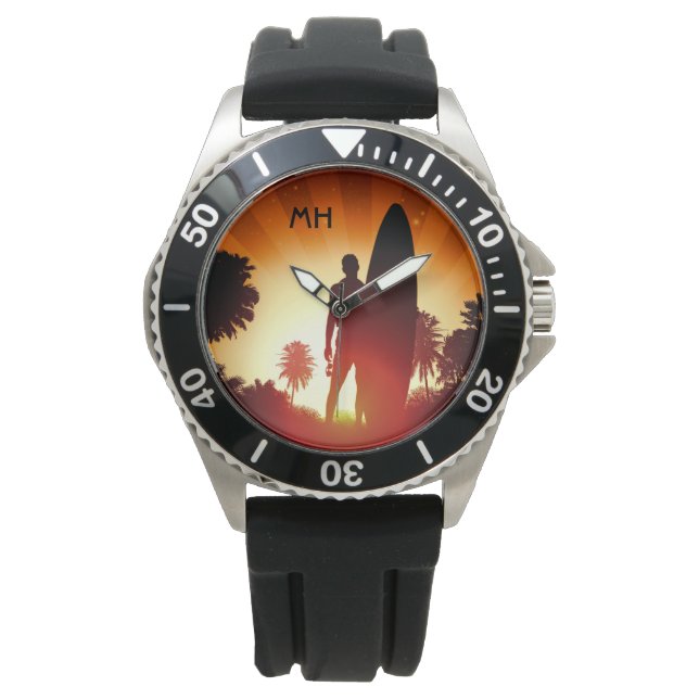 Surfer Sunset custom monogram watches (Front)