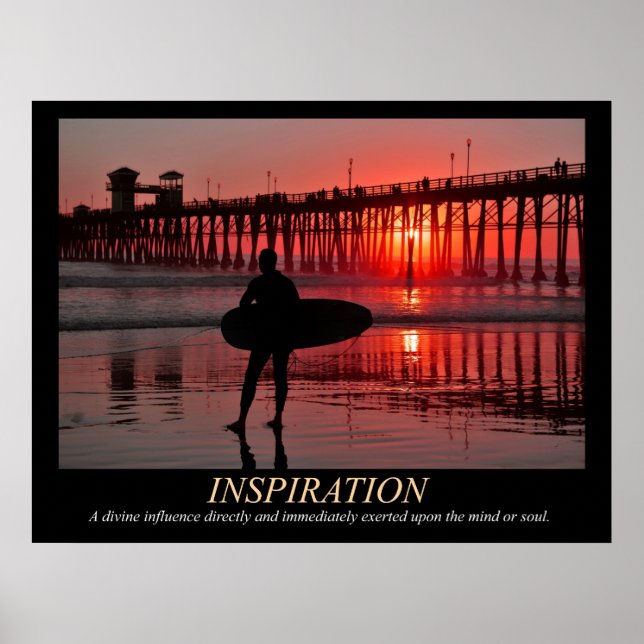 Surfer Sunset Inspiration Poster (Front)