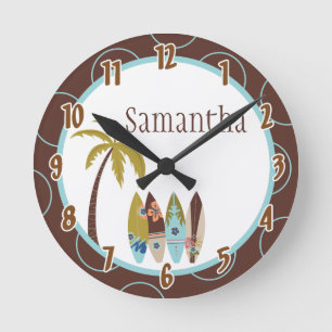 Surfer Surf Boards Hawaiian Personalised Clock