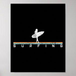 Surfer Surf Surfboard Vintage Retro Style Poster