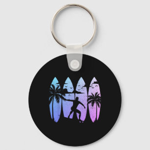 Surfer Surfboard Vintage Surfing Beach Summer Surf Key Ring