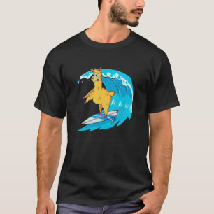 Surfer Surfboard Waves Surfrider Surfing Llama T-Shirt