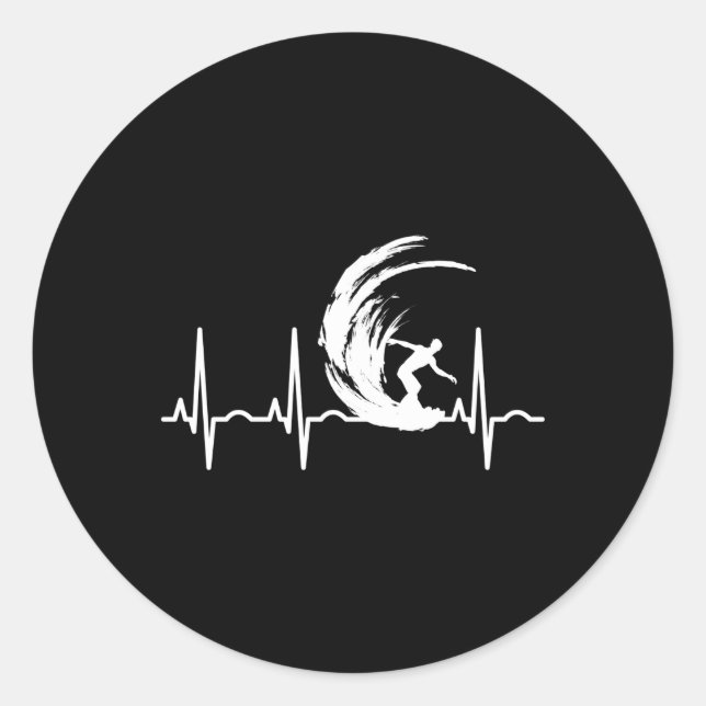 Surfer Surfing Hebeat For Classic Round Sticker (Front)