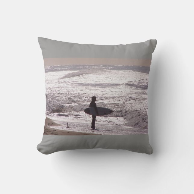 Surfer Surfing Ocean Beach Waves Sea California Cushion (Front)