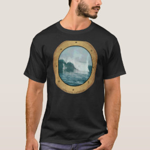 Surfer Surfing Porthole Ocean Waves Tropical T-Shirt