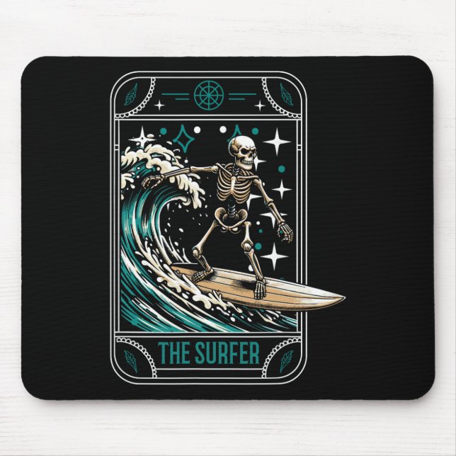 Surfer Surfing Surfboard - Waves Skeleton Tarot Ca Mouse Mat (Front)