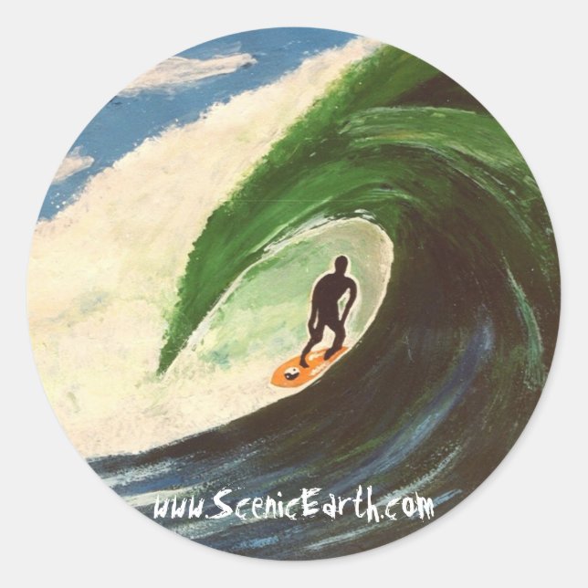 Surfer Surfing Tube Ride Hawaii Shoreline Sticker (Front)