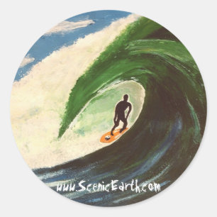 Surfer Surfing Tube Ride Hawaii Shoreline Sticker