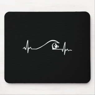 Surfer Surfing Wave Heartbeat T Shirt Gifts Mouse Mat