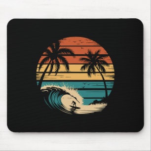 Surfer Surfing With Palm Trees Tropical Vacation _ Mouse Mat