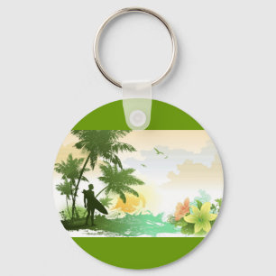 Surfer Theme Key Ring
