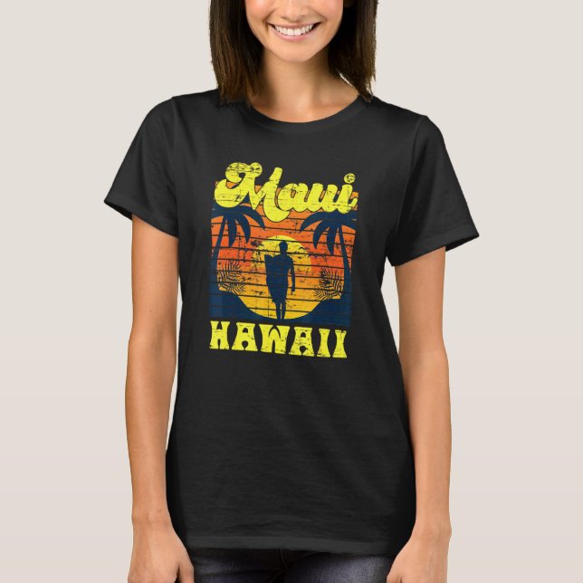 Surfer Tropical Sunset Hawaiian Summer Aloha Maui  T-Shirt (Front)