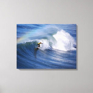 Surfer Under a Rainbow Canvas Print