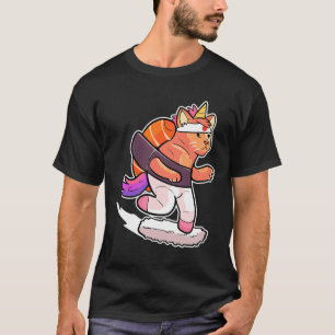 Surfer Unicorn Surfing Sushi Cat Anime Figure Seaf T-Shirt