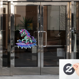 Surfer Unicorn Zombie Window Cling