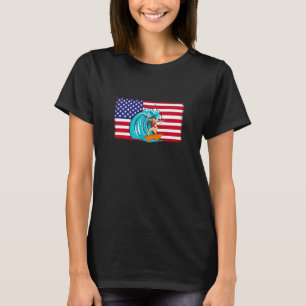 Surfer Us Flag Surfboard Surfrider Surfing 4th Of T-Shirt