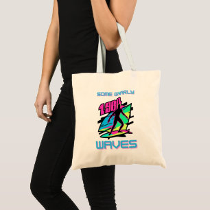 Surfer Vibes T-shirt, Retro 80s Neon Colours Tee, Tote Bag