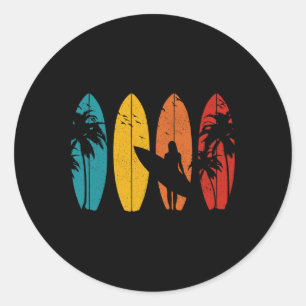 Surfer Vintage Surf Board Surfing Surfing Surfing Classic Round Sticker
