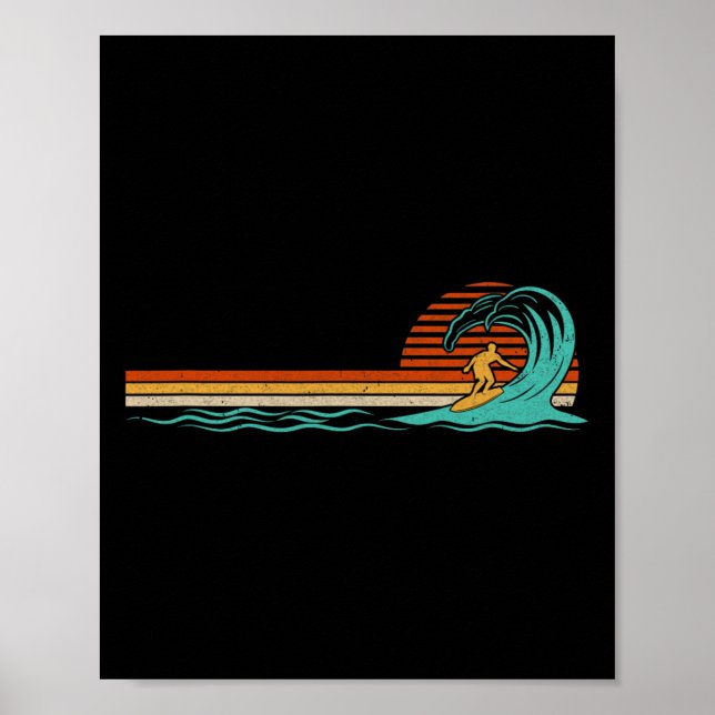 Surfer Vintage Wave Retro Surfing Surf Beach  Poster (Front)