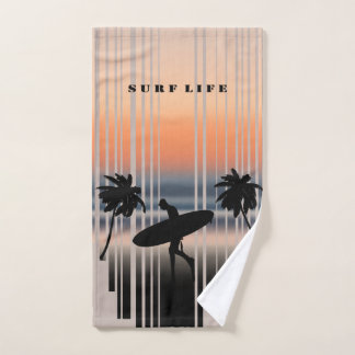 Surfer Walking Into Beach At Sunset | Surf Life Bath Towel Set